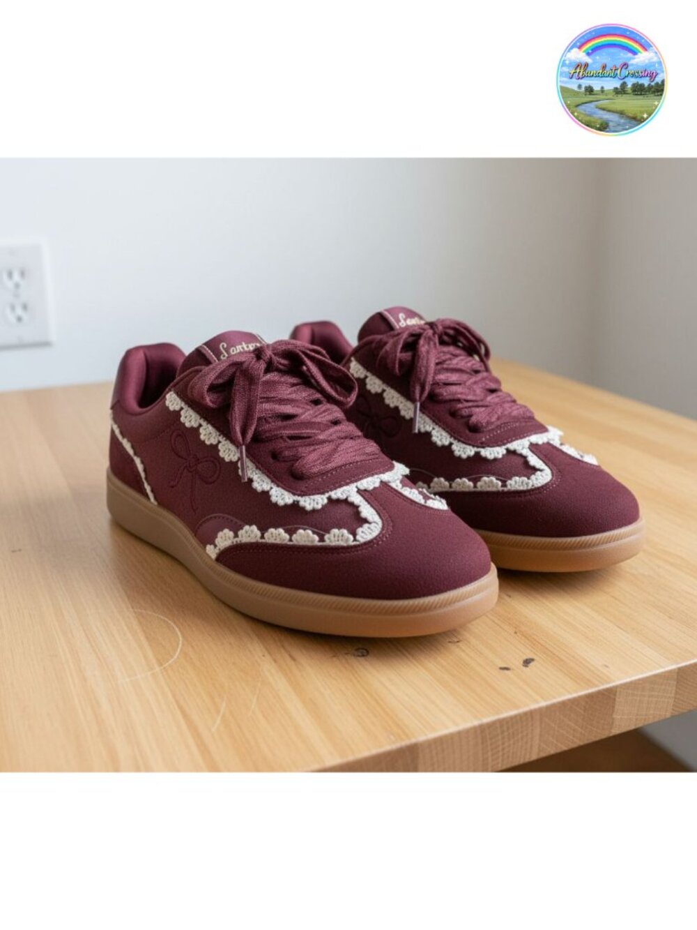 Women's Lace Sneakers Organza Ribbon Walking Shoes